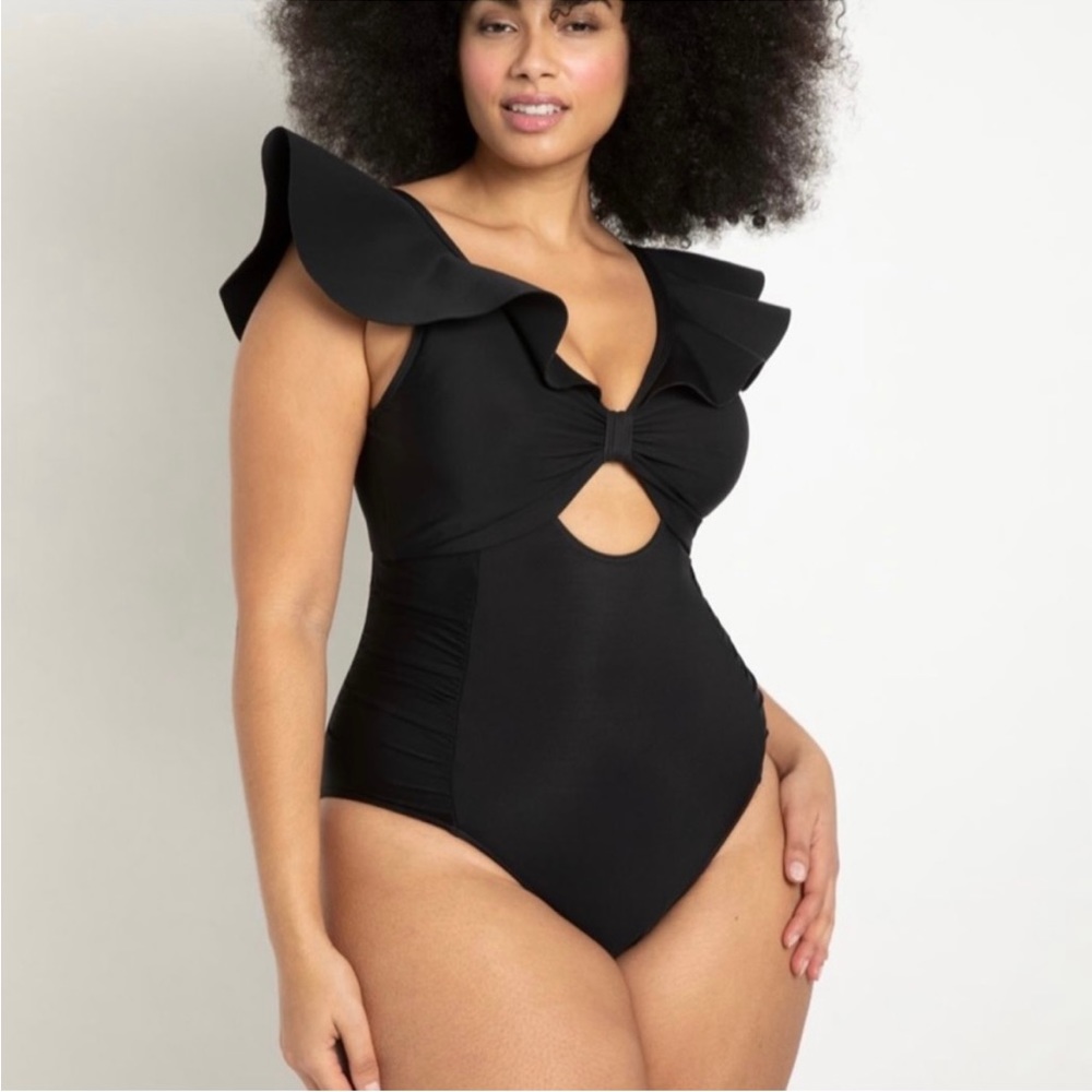 Eloquii Drama Ruffle One-piece Swimsuit